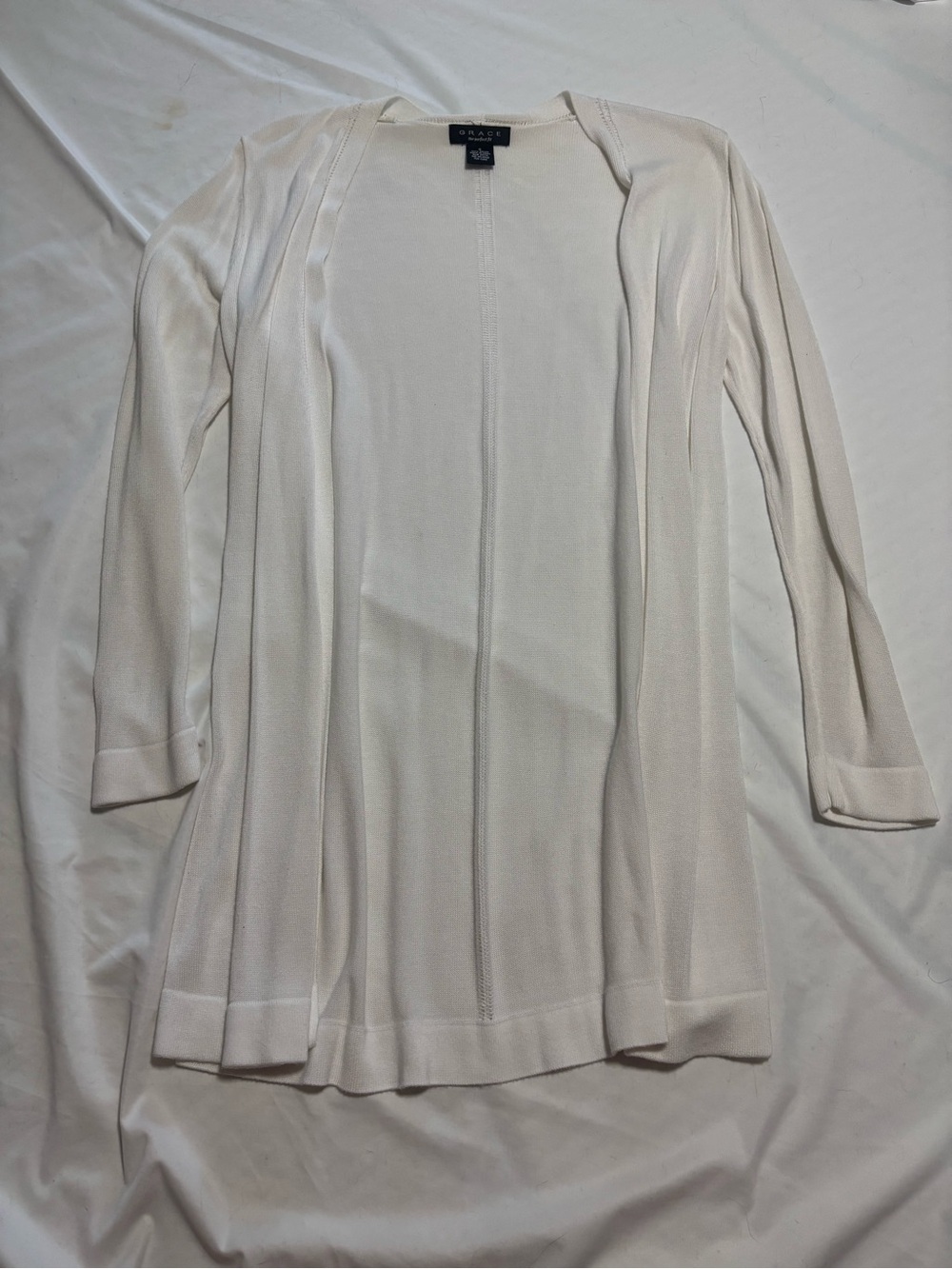 Grace Women's Open-Front Cream Lightweight Cardigan